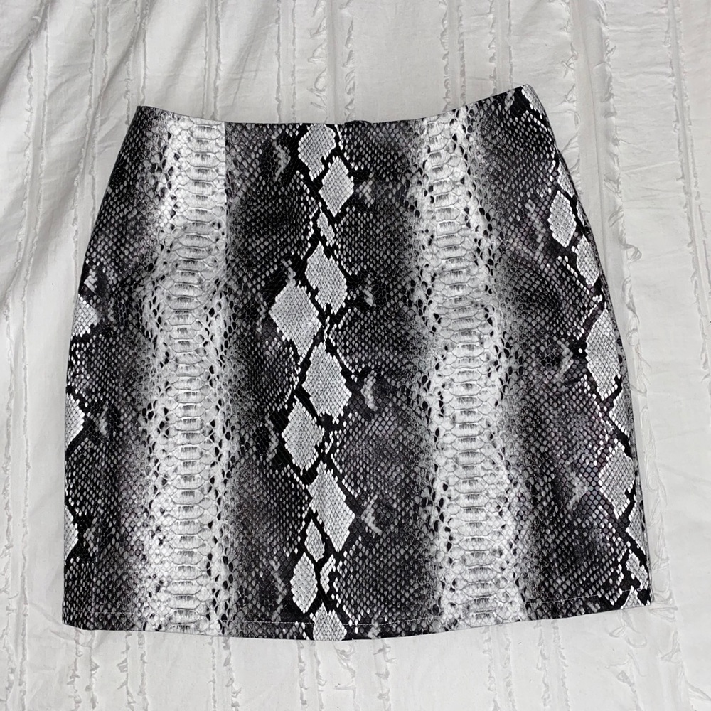 Snakeskin mini skirt